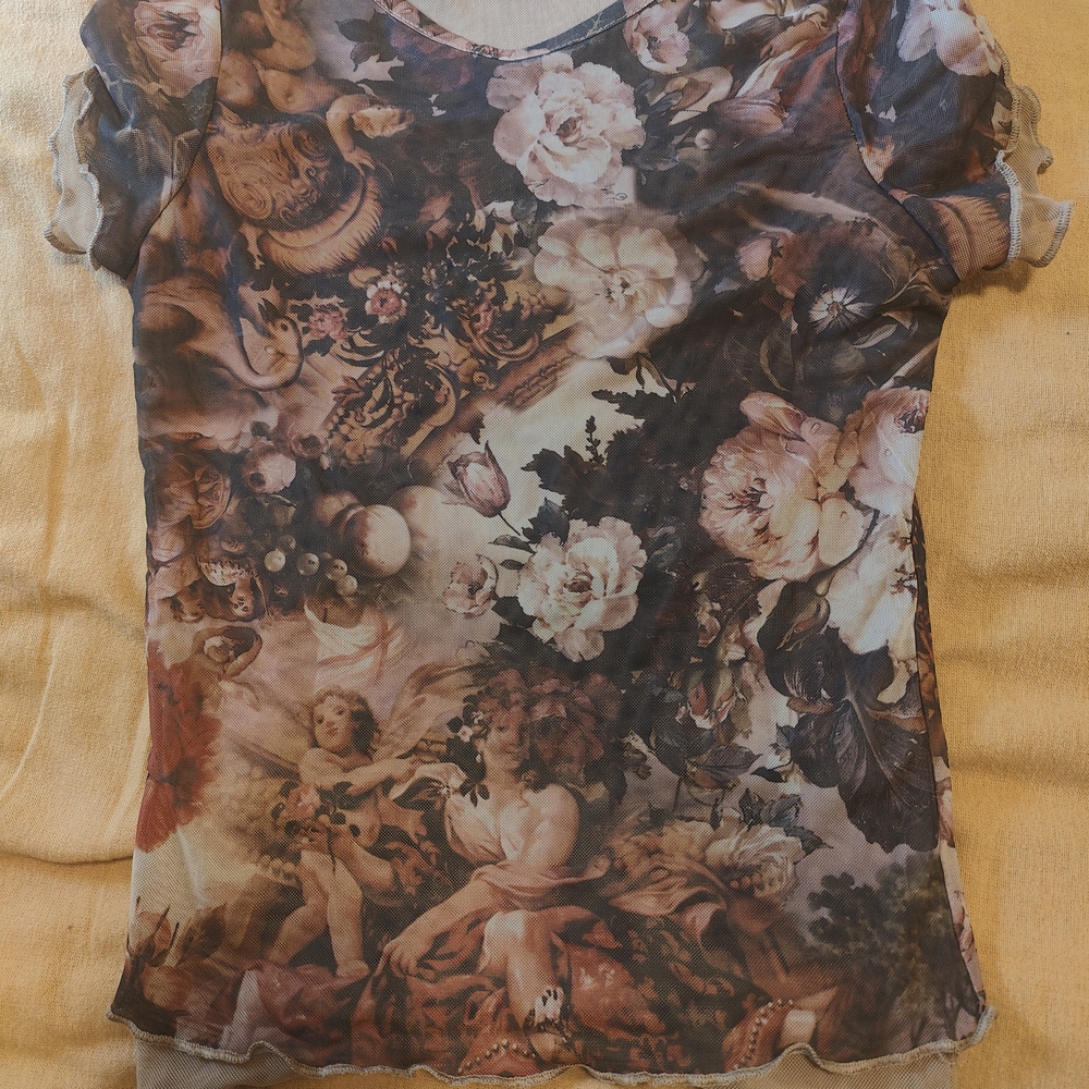 Madden Girl Brown Fitted Graphic Blouse